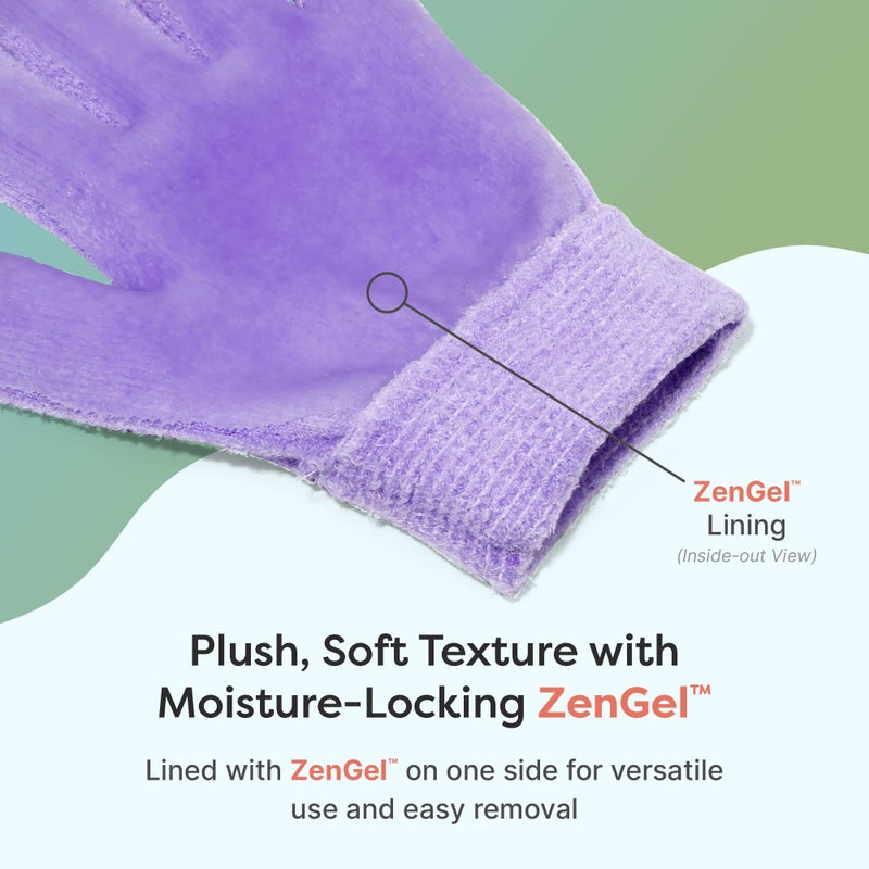 Zentoes قفازات زين توز المرطبة لليدين الجافة، جل م infused بزيت بذور الجوجوبا، زيت الزيتون وفيتامين E، مرطب لليدين طوال الليل (مقاس موحد، لون ليلك فuzzy مع أطراف متوسطة) - Image 5